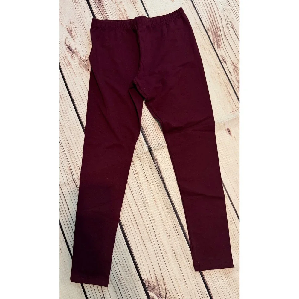 The Childrens Place Girls Burgundy Maroon Cotton Stretch Leggings XL 14